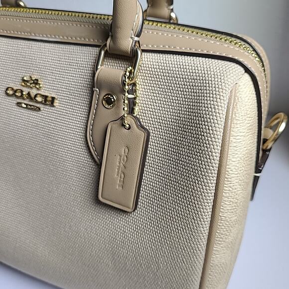 NWT Coach Rowan Satchel Crossbody In Signature And Beige Canvas - Picture 4 of 5